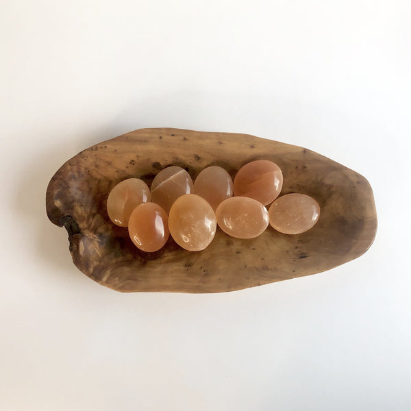 PEACH SELENITE PALM STONES - Chi for Healing
