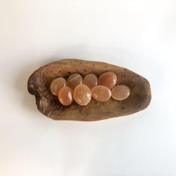 PEACH SELENITE PALM STONES - Chi for Healing