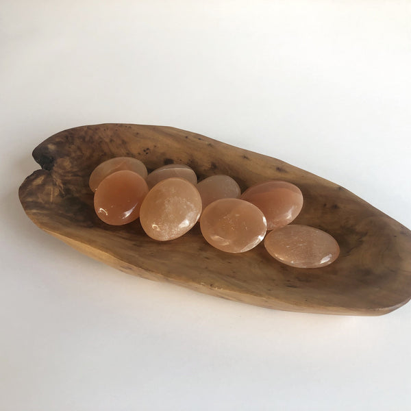 PEACH SELENITE PALM STONES - Chi for Healing