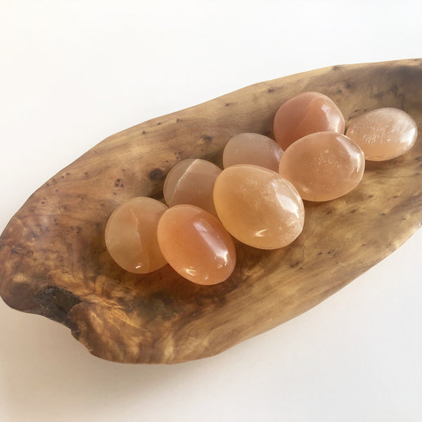 PEACH SELENITE PALM STONES - Chi for Healing