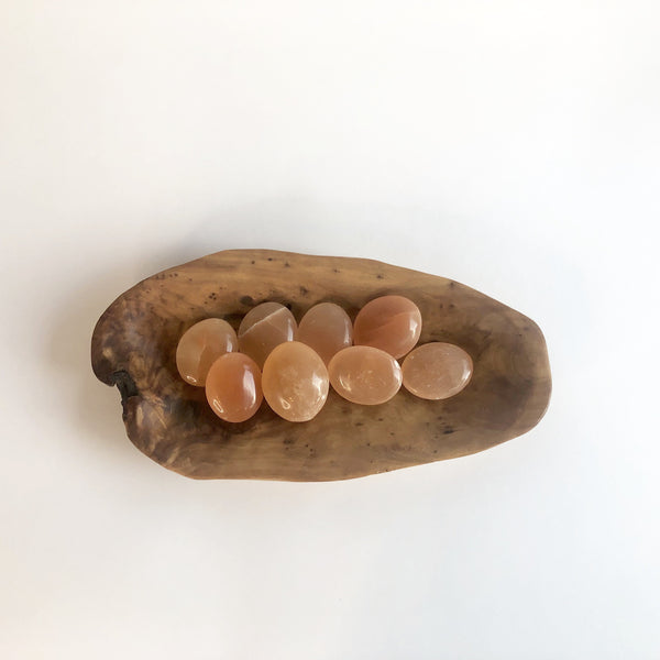 PEACH SELENITE PALM STONES - Chi for Healing