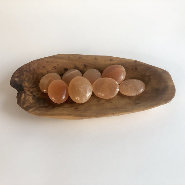 PEACH SELENITE PALM STONES - Chi for Healing